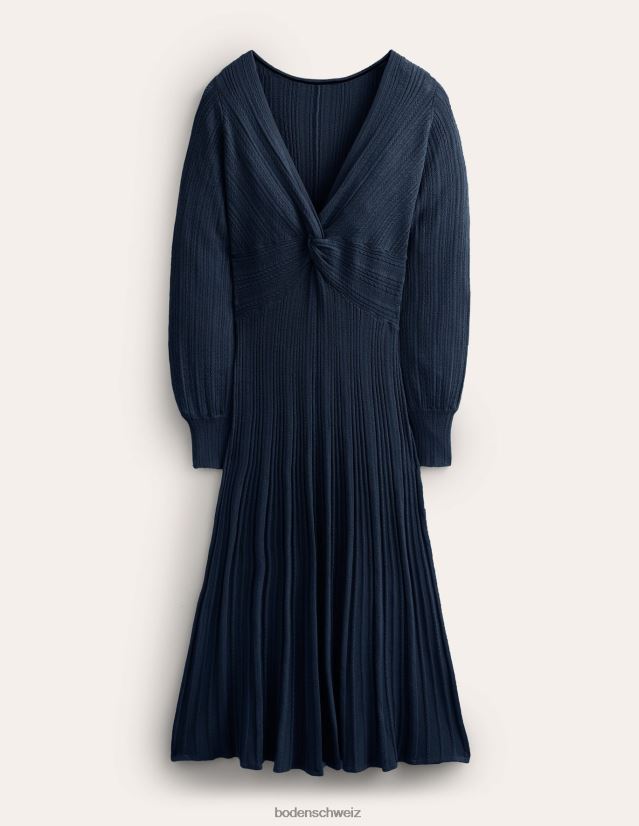 Boden Frauen Strick-Midikleid mit verdrehter Vorderseite VH86PT1427 Kleidung Marine