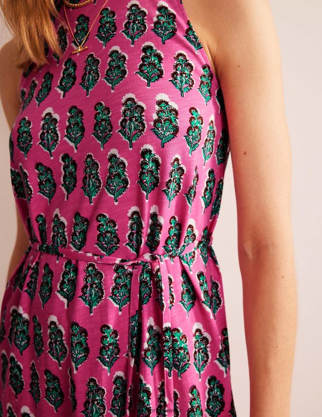 Boden Frauen Swing-Jersey-Kleid VH86PT1033 Kleidung Festival-Rosa und Kunsthandwerkerblüte