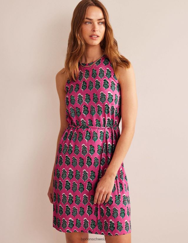 Boden Frauen Swing-Jersey-Kleid VH86PT1033 Kleidung Festival-Rosa und Kunsthandwerkerblüte