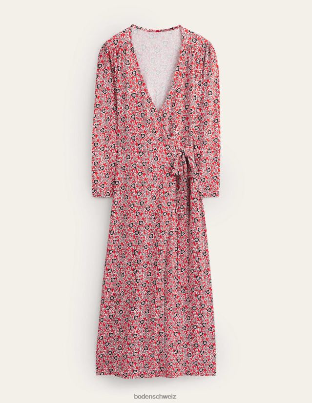 Boden Frauen Wickel-Maxikleid aus Jersey VH86PT1349 Kleidung Tomaten- und Kleewirbel