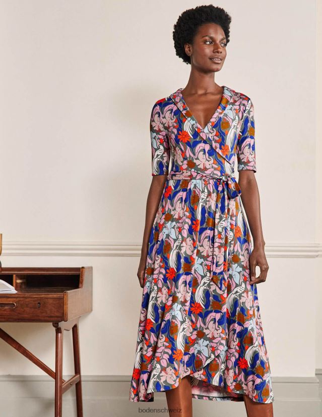 Boden Frauen Wickelkleid aus Lavinia-Jersey VH86PT2423 Kleidung Erle und orientalischer Vogel