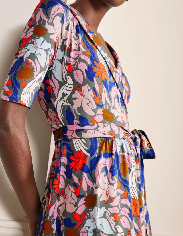 Boden Frauen Wickelkleid aus Lavinia-Jersey VH86PT2423 Kleidung Erle und orientalischer Vogel