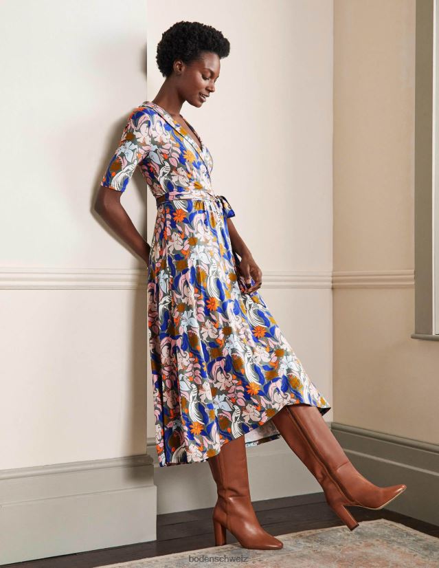 Boden Frauen Wickelkleid aus Lavinia-Jersey VH86PT2423 Kleidung Erle und orientalischer Vogel