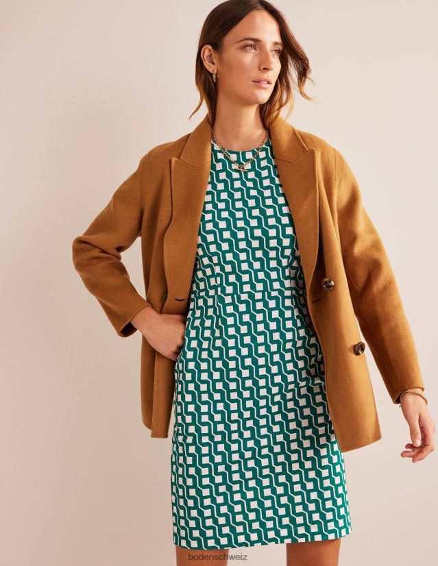 Boden Frauen Zoe Jerseykleid VH86PT91 Kleidung helles Smaragd- und Würfel-Geo