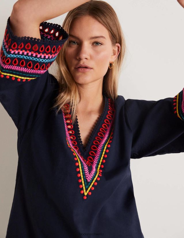 Boden Frauen besticktes Kaftankleid VH86PT1890 Kleidung Marine