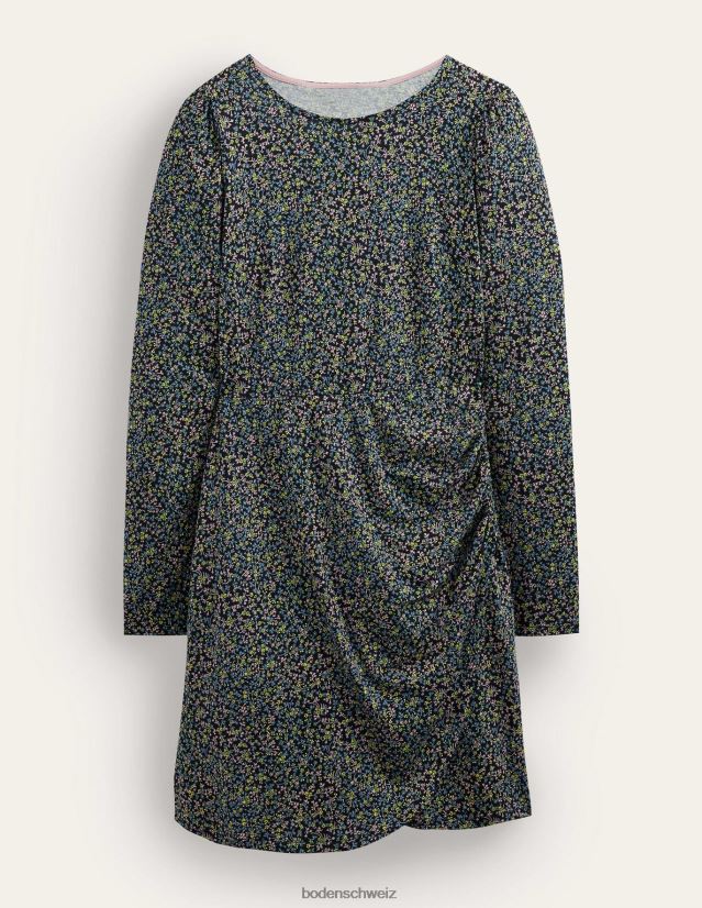 Boden Frauen gerafftes Minikleid aus Jersey VH86PT2468 Kleidung schwarze und wilde Rebe