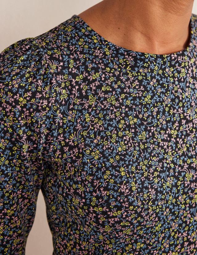 Boden Frauen gerafftes Minikleid aus Jersey VH86PT2468 Kleidung schwarze und wilde Rebe