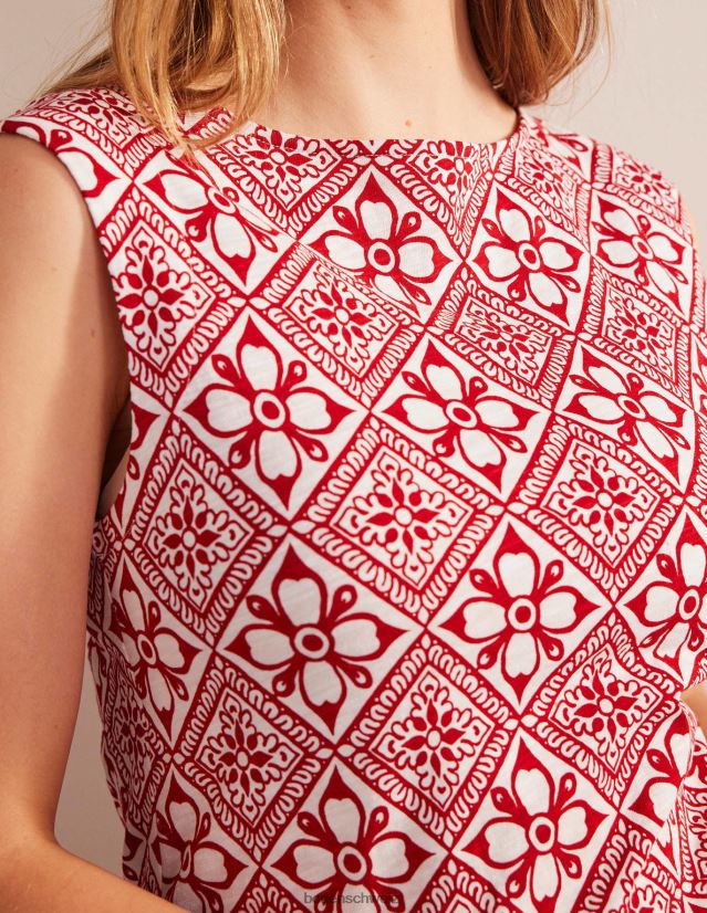 Boden Frauen Ärmelloses Jersey-Etuikleid VH86PT999 Kleidung Weihnachtsstern und Blockkernobst