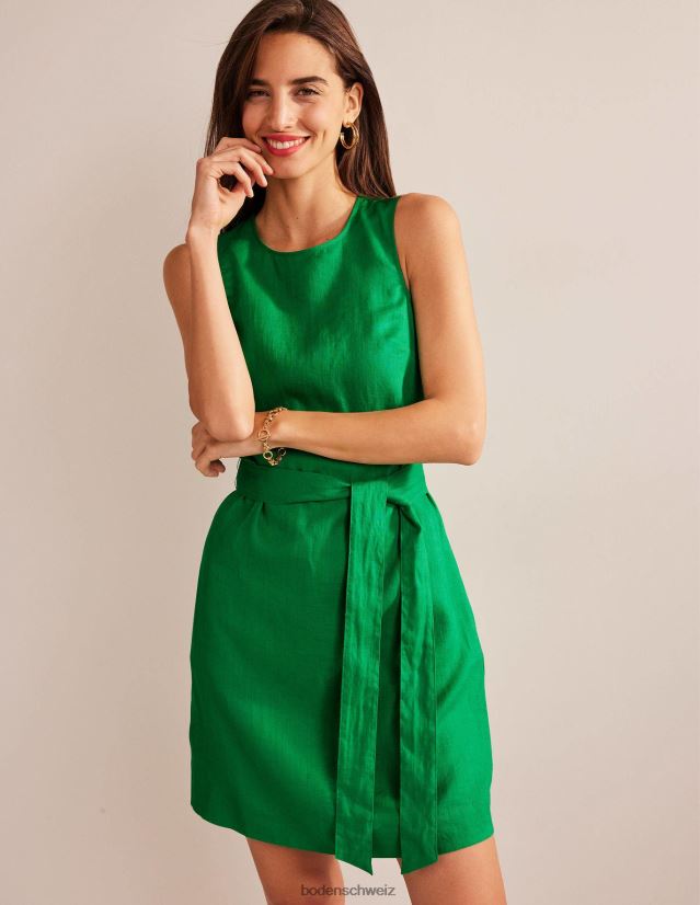 Boden Frauen ärmelloses Leinenkleid VH86PT579 Kleidung reicher Smaragd