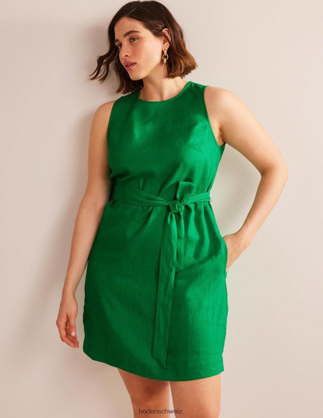 Boden Frauen ärmelloses Leinenkleid VH86PT579 Kleidung reicher Smaragd
