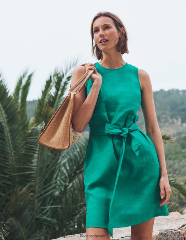Boden Frauen ärmelloses Leinenkleid VH86PT579 Kleidung reicher Smaragd