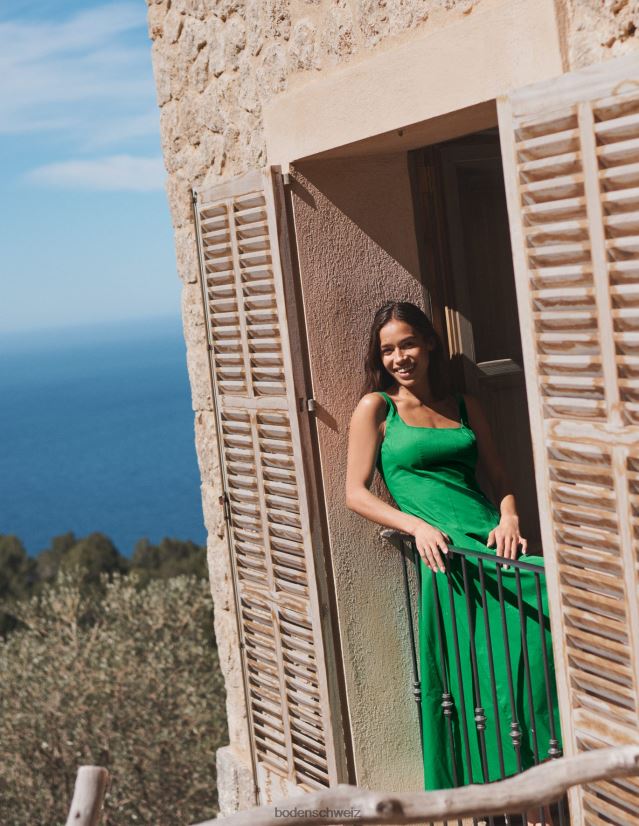 Boden Frauen ärmelloses Midikleid mit Einsätzen VH86PT952 Kleidung reicher Smaragd