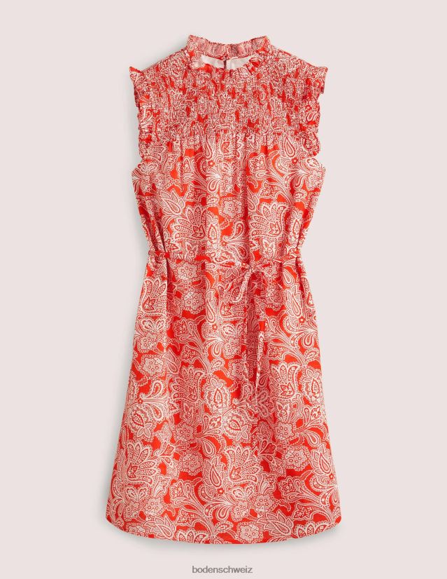 Boden Frauen Ärmelloses, gesmoktes Minikleid VH86PT2420 Kleidung Feuerwerkskörper und Paisley-Knospe