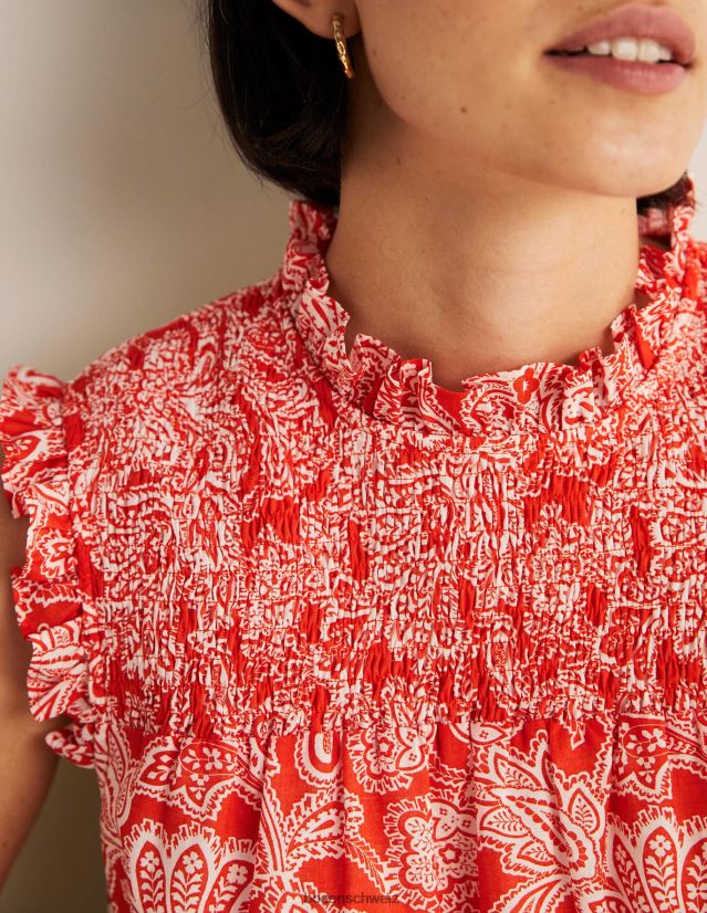 Boden Frauen Ärmelloses, gesmoktes Minikleid VH86PT2420 Kleidung Feuerwerkskörper und Paisley-Knospe