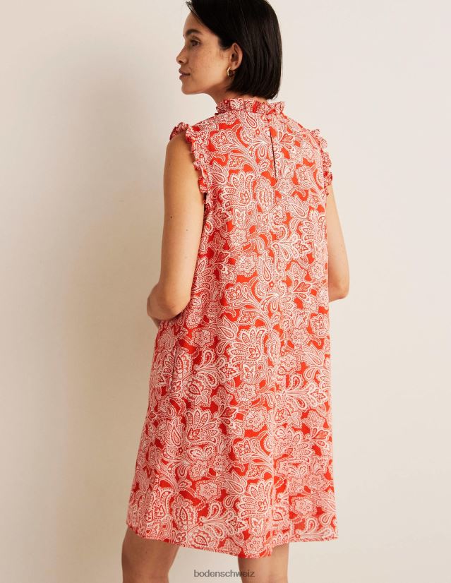 Boden Frauen Ärmelloses, gesmoktes Minikleid VH86PT2420 Kleidung Feuerwerkskörper und Paisley-Knospe