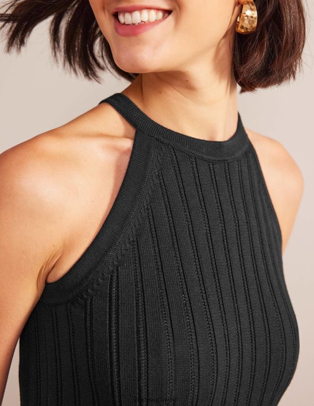 Boden Frauen ärmelloses gestricktes Midikleid VH86PT574 Kleidung Schwarz