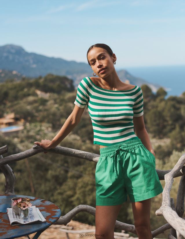 Boden Frauen Anziehshorts aus Baumwolle VH86PT606 Kleidung grüne Biene