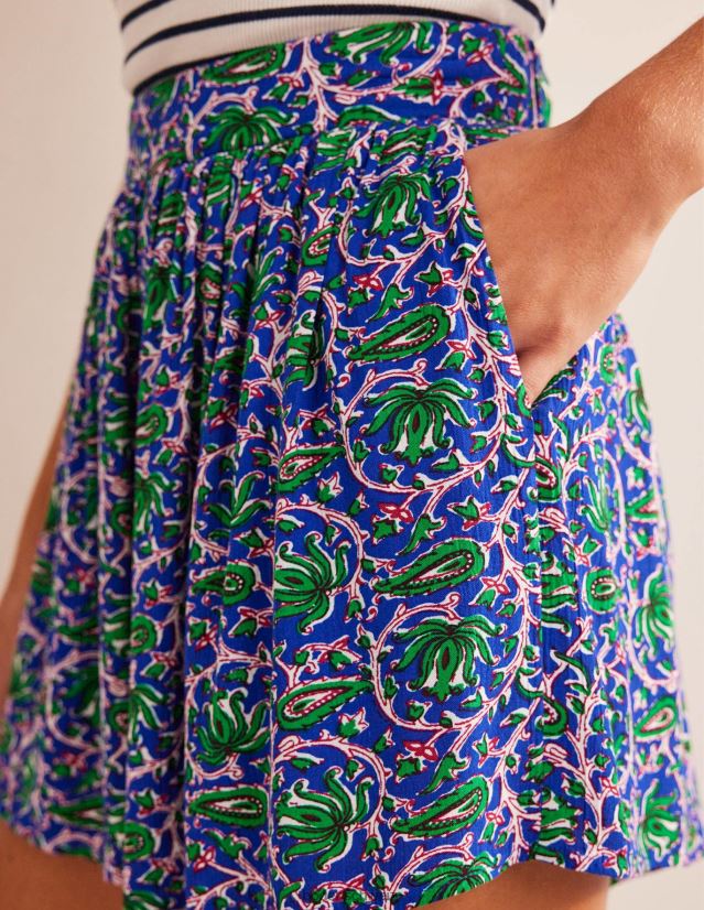 Boden Frauen Crinkle-Shorts zum Anziehen VH86PT614 Kleidung blaue Welle und botanische Rebe