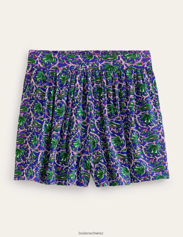 Boden Frauen Crinkle-Shorts zum Anziehen VH86PT614 Kleidung blaue Welle und botanische Rebe