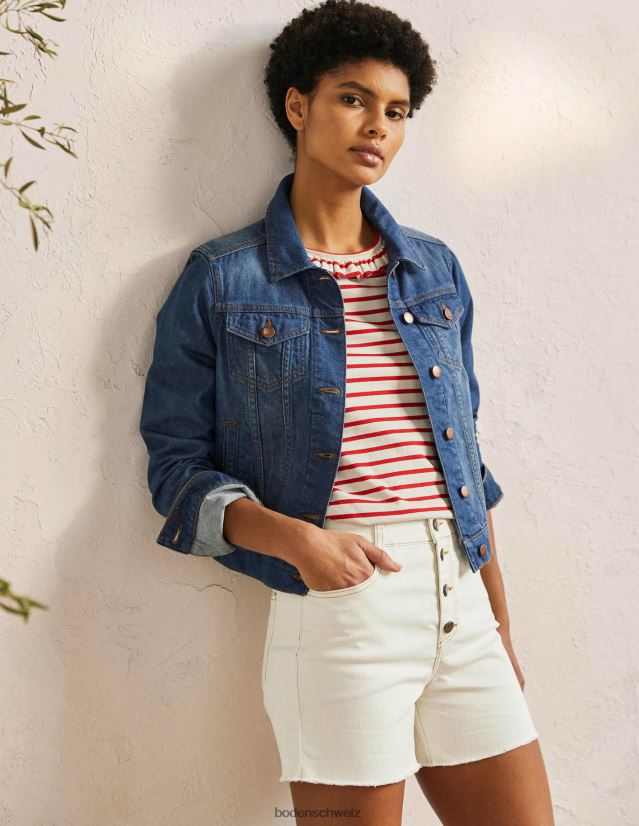 Boden Frauen Denim-Shorts mit Knopfleiste VH86PT2211 Kleidung naturfarben