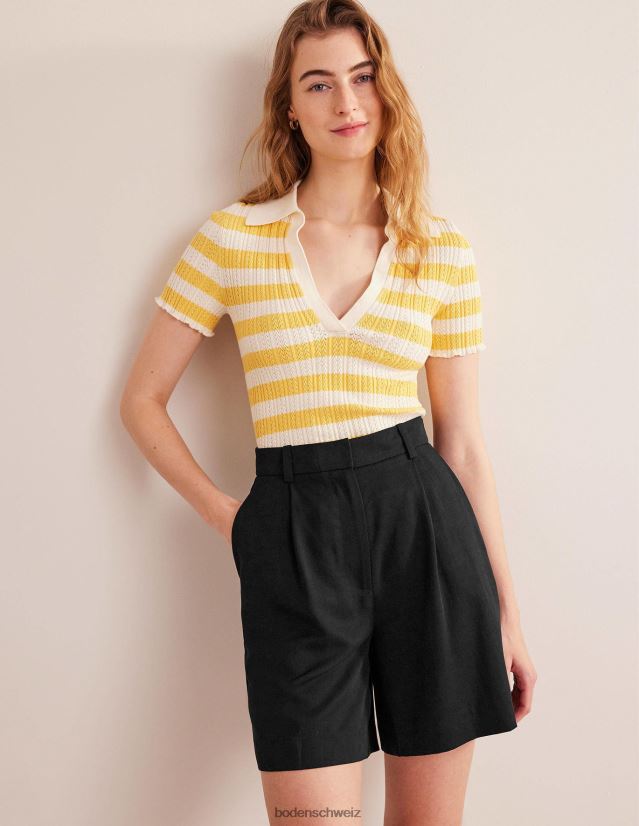 Boden Frauen Entspannte Tencel-Shorts VH86PT1279 Kleidung Schwarz