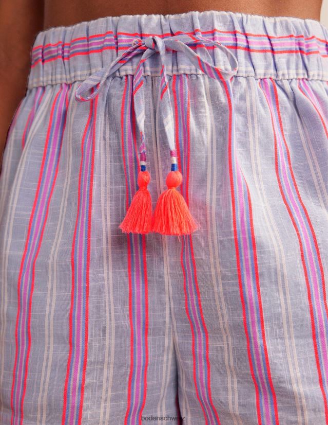 Boden Frauen Gestreifte Shorts mit Bindegürtel VH86PT1308 Kleidung Blau- und Wassermelonenstreifen
