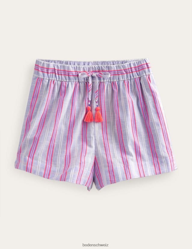 Boden Frauen Gestreifte Shorts mit Bindegürtel VH86PT1308 Kleidung Blau- und Wassermelonenstreifen