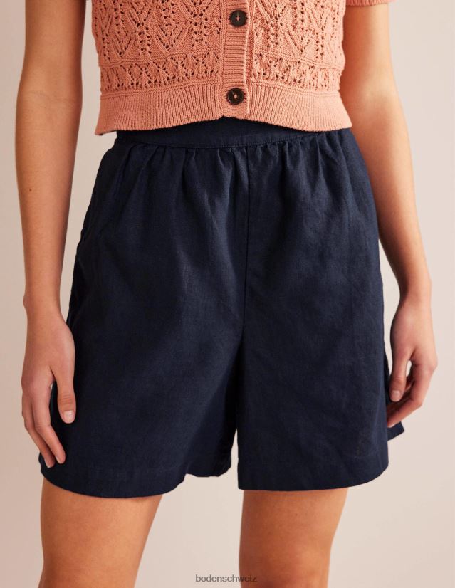 Boden Frauen Leinenshorts zum Überziehen VH86PT1353 Kleidung Marine