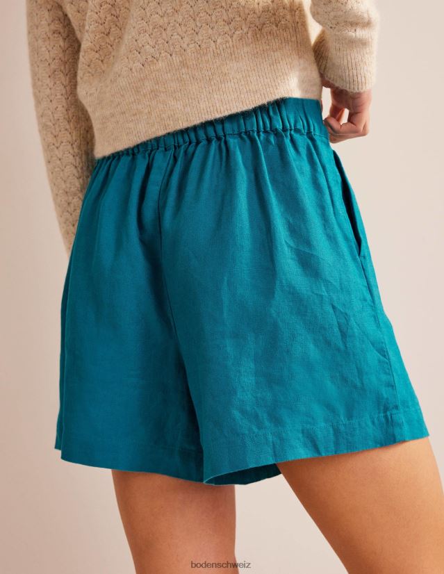 Boden Frauen Leinenshorts zum Überziehen VH86PT1385 Kleidung Kristallblaugrün