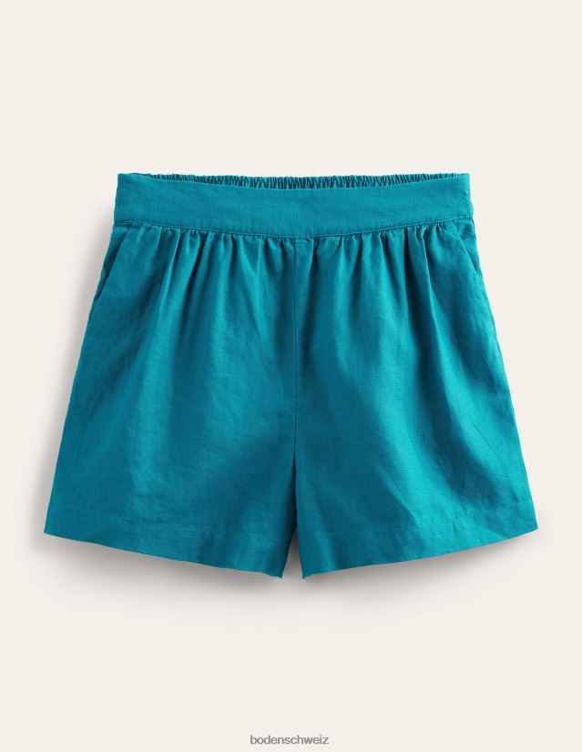 Boden Frauen Leinenshorts zum Überziehen VH86PT1385 Kleidung Kristallblaugrün