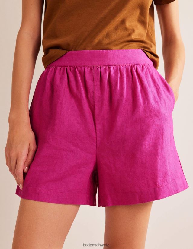 Boden Frauen Leinenshorts zum Überziehen VH86PT608 Kleidung rosaviolett