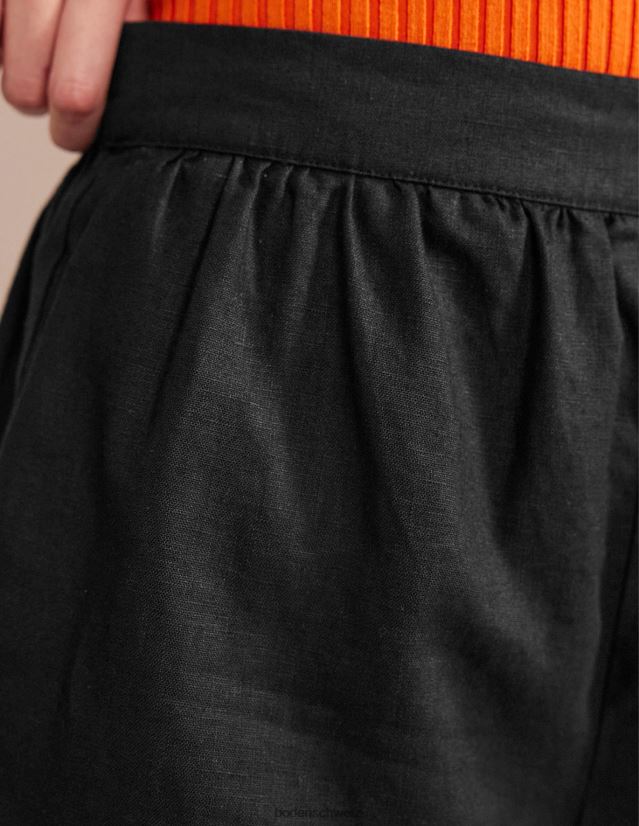 Boden Frauen Leinenshorts zum Überziehen VH86PT612 Kleidung Schwarz
