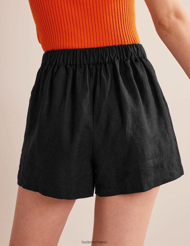 Boden Frauen Leinenshorts zum Überziehen VH86PT612 Kleidung Schwarz