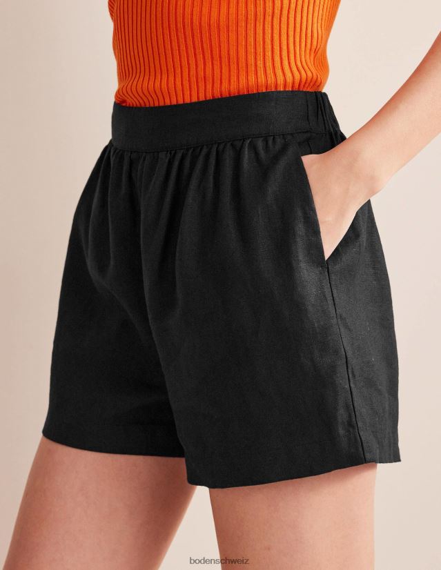 Boden Frauen Leinenshorts zum Überziehen VH86PT612 Kleidung Schwarz