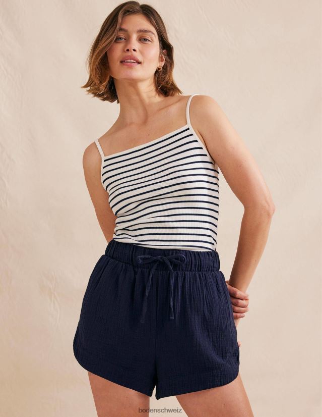 Boden Frauen Seihstoff-Shorts zum Binden an der Taille VH86PT1238 Kleidung Marine