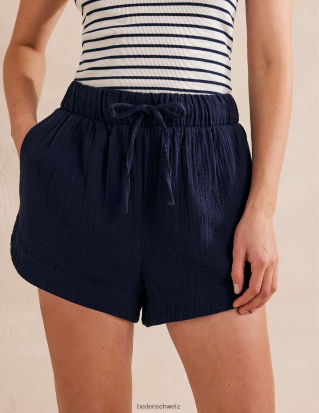 Boden Frauen Seihstoff-Shorts zum Binden an der Taille VH86PT1238 Kleidung Marine