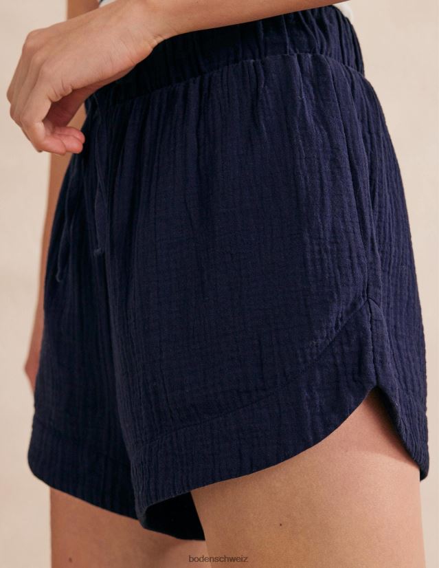Boden Frauen Seihstoff-Shorts zum Binden an der Taille VH86PT1238 Kleidung Marine