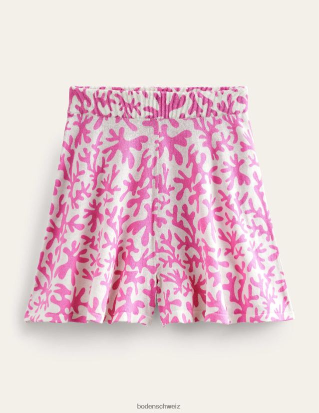 Boden Frauen gestrickte Shorts VH86PT1129 Kleidung Pflaumenblüte und abstraktes Blattwerk