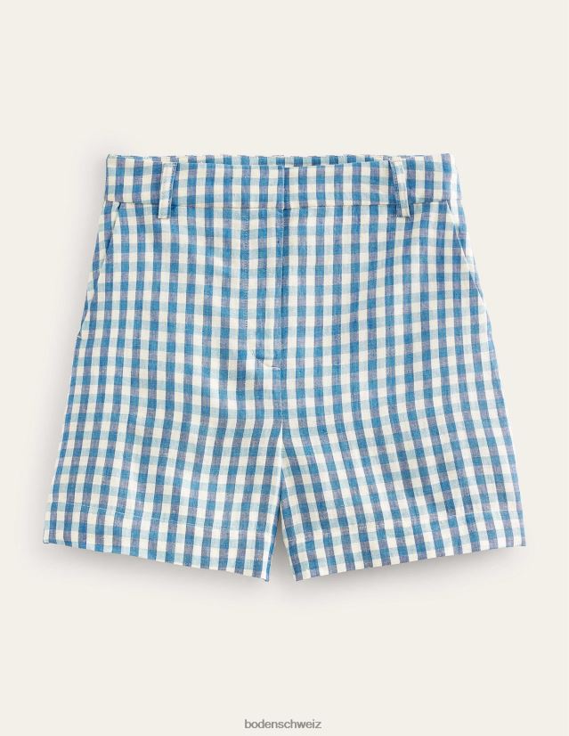 Boden Frauen maßgeschneiderte Leinenshorts VH86PT604 Kleidung blauer Gingham