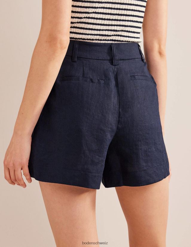 Boden Frauen maßgeschneiderte Leinenshorts VH86PT605 Kleidung Marine