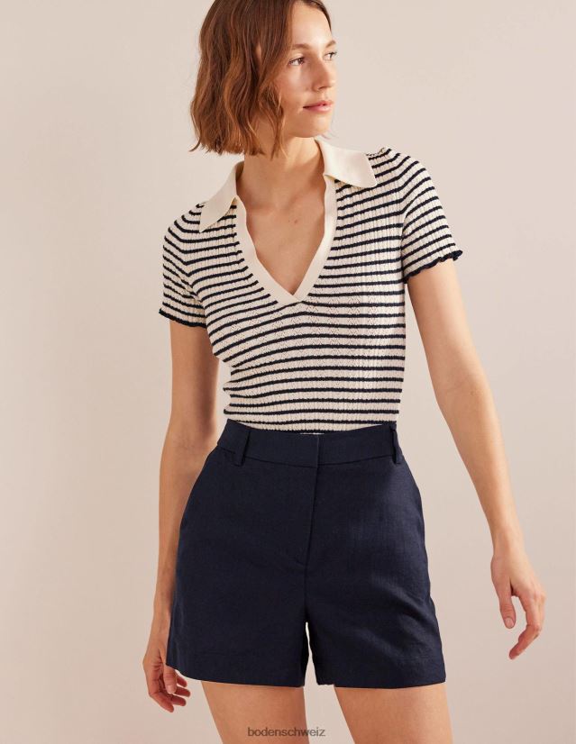 Boden Frauen maßgeschneiderte Leinenshorts VH86PT605 Kleidung Marine