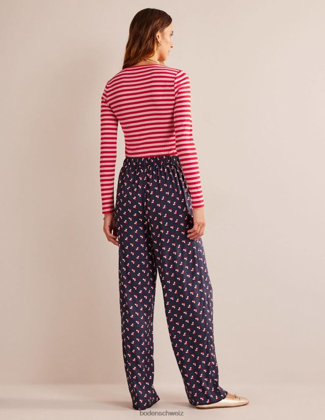 Boden Frauen Anna Ripp-T-Shirt mit Rundhalsausschnitt VH86PT194 Kleidung Pfirsichschale und Peperonistreifen