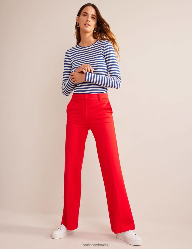 Boden Frauen Anna Ripp-T-Shirt mit Rundhalsausschnitt VH86PT200 Kleidung Lapisblau- und Elfenbeinstreifen