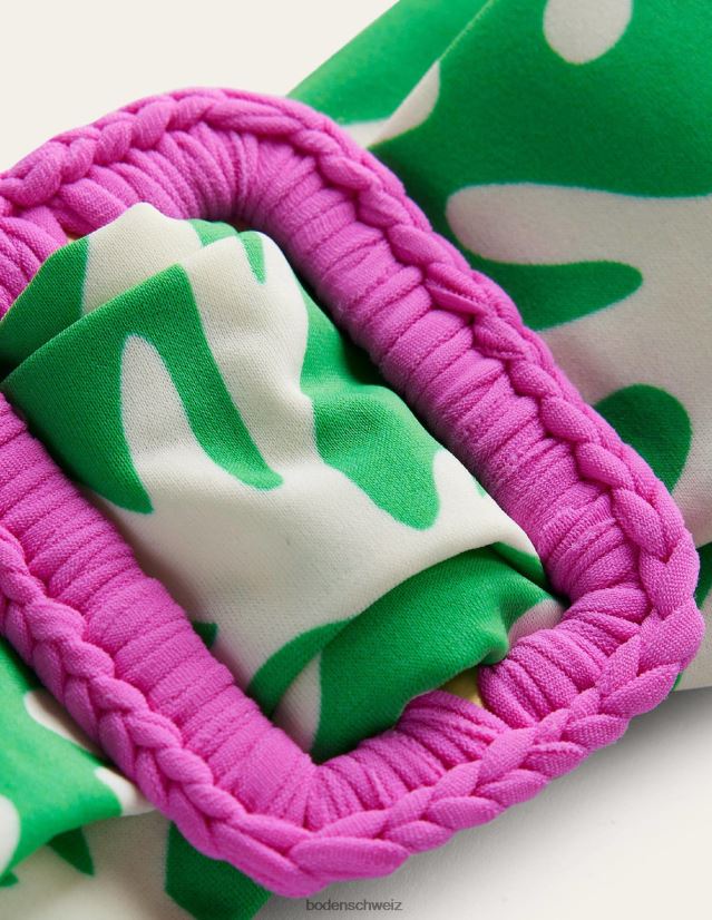 Boden Frauen Bandeau-Oberteil mit Wickelschnalle VH86PT1630 Kleidung grünes und abstraktes Blattwerk