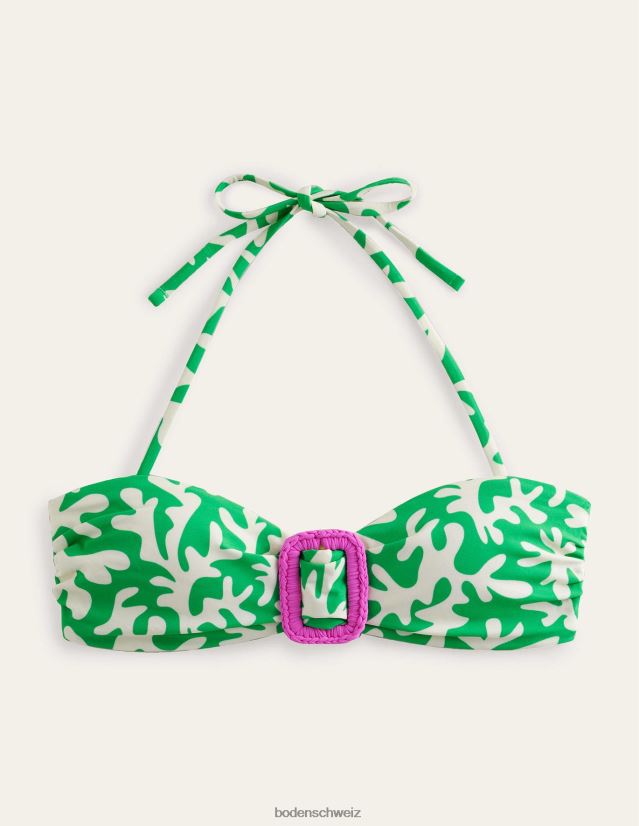 Boden Frauen Bandeau-Oberteil mit Wickelschnalle VH86PT1630 Kleidung grünes und abstraktes Blattwerk