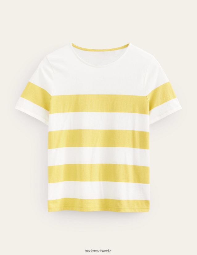 Boden Frauen Bea Kurzarm-Breton VH86PT1398 Kleidung süße Wabe und elfenbeinfarbener Streifen