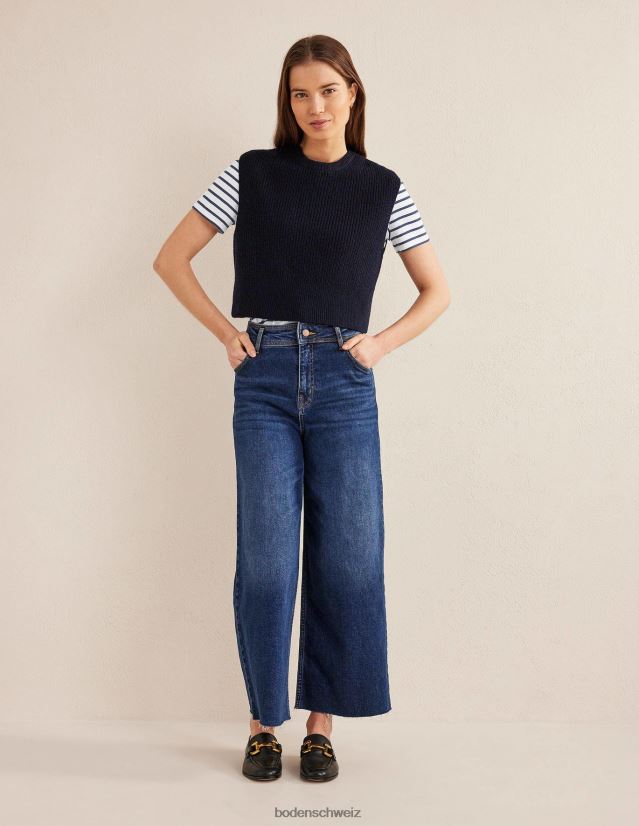 Boden Frauen Bea Kurzarm-Breton VH86PT164 Kleidung Elfenbein und Marineblau