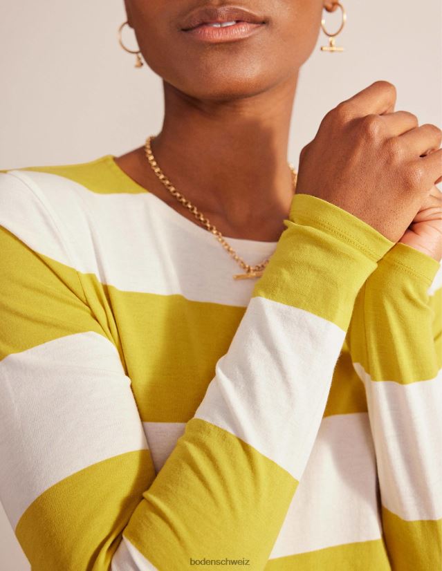 Boden Frauen Bea Langarm-Breton VH86PT128 Kleidung gelber breiter Streifen