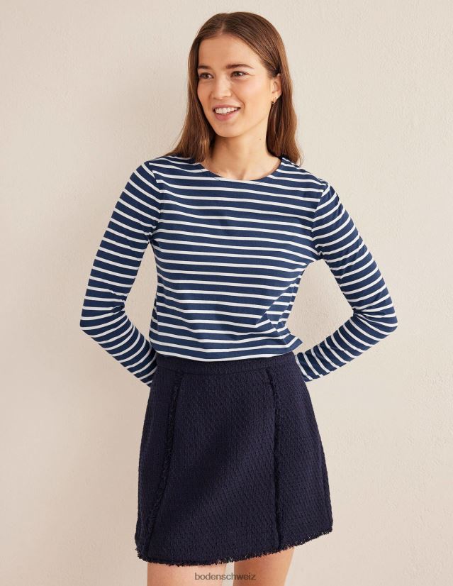 Boden Frauen Bea Langarm-Breton VH86PT142 Kleidung Marineblau und Elfenbein