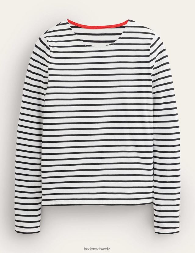 Boden Frauen Bea Langarm-Breton VH86PT145 Kleidung Elfenbein und Schwarz